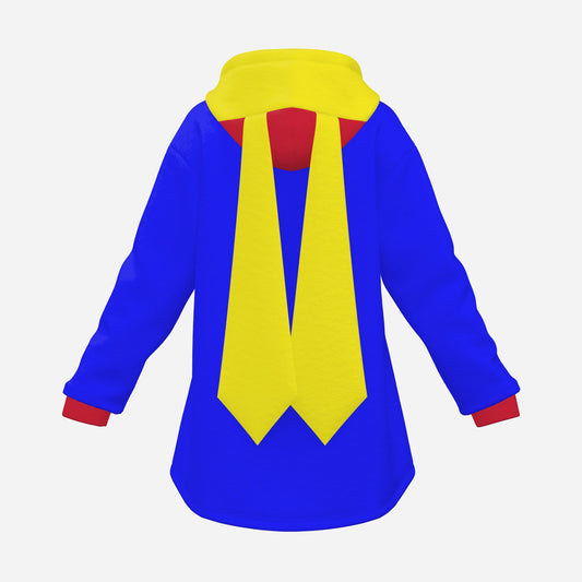 Cozy Bunny Hoodie Blue Yellow Red Colorblock Rabbit Ear Hooded Sweater