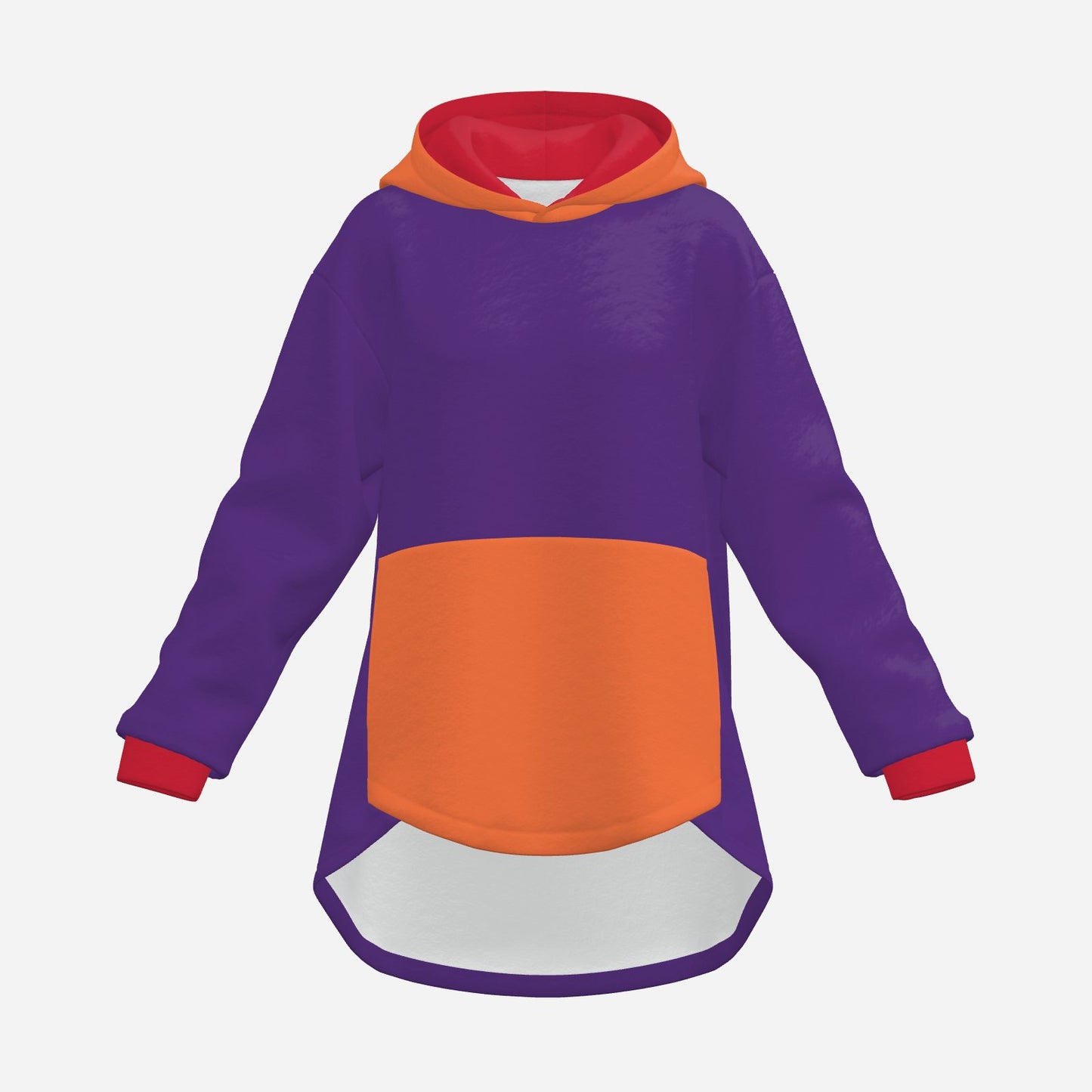 Cozy Bunny Hoodie Colorblock Purple Orange Red Rabbit Ear Hooded Sweater