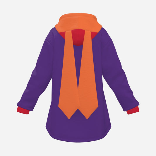 Cozy Bunny Hoodie Colorblock Purple Orange Red Rabbit Ear Hooded Sweater