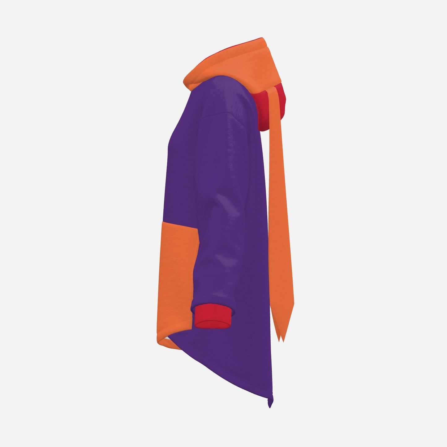 Cozy Bunny Hoodie Colorblock Purple Orange Red Rabbit Ear Hooded Sweater