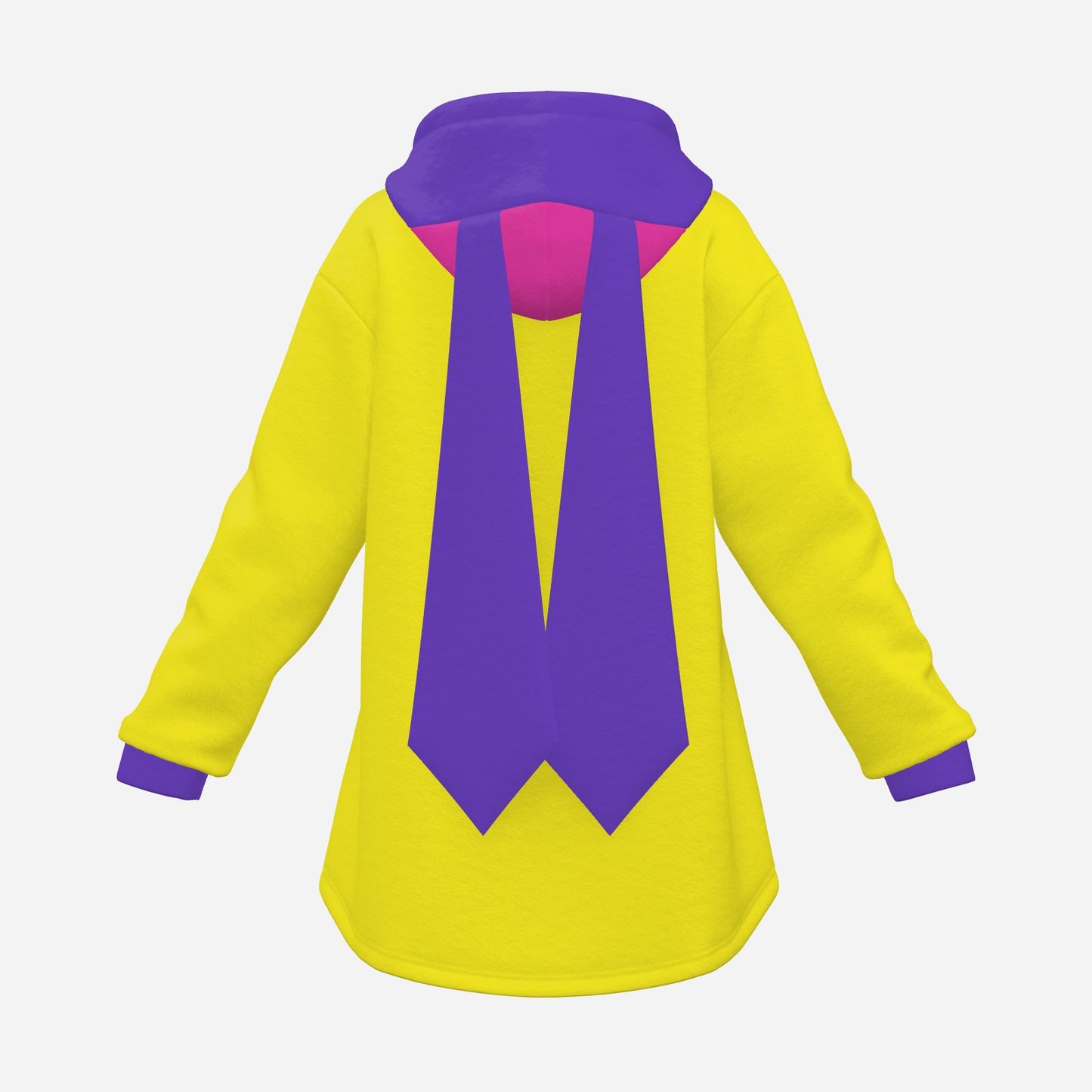 Cozy Bunny Hoodie Colorblock Yellow Hot Pink Purple Rabbit Ear Hooded Sweater