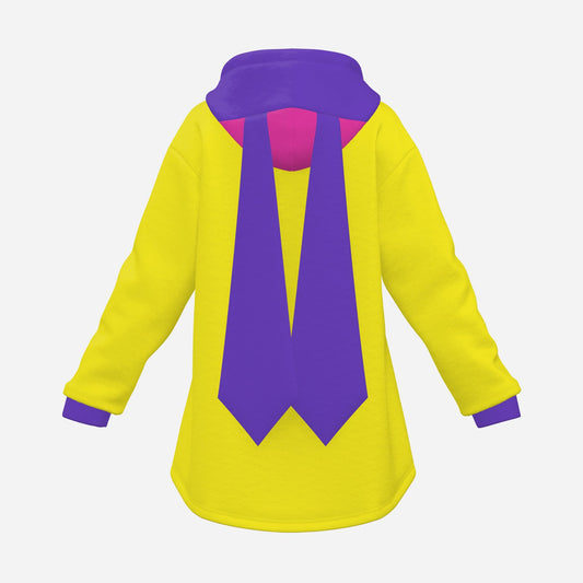 Cozy Bunny Hoodie Colorblock Yellow Hot Pink Purple Rabbit Ear Hooded Sweater