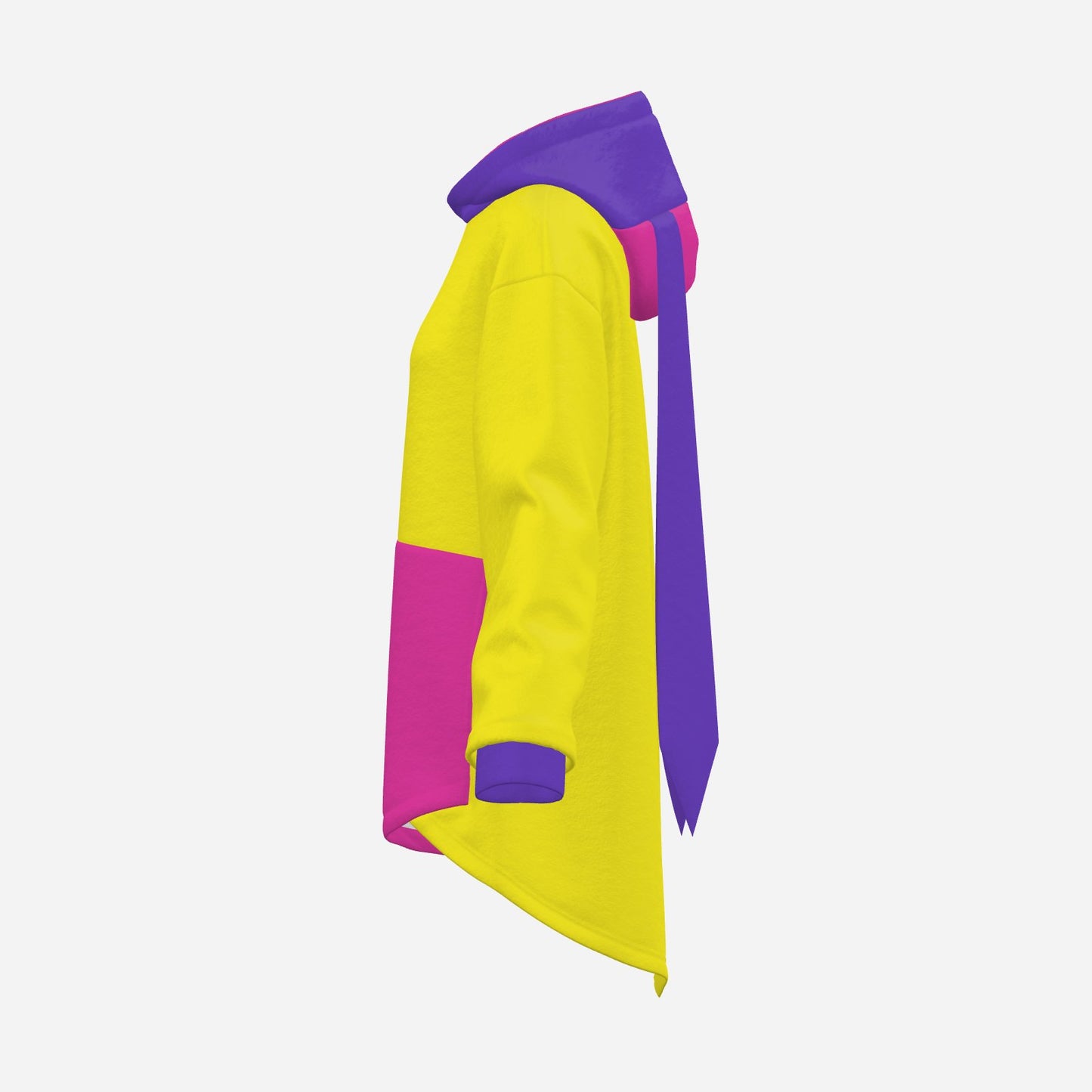 Cozy Bunny Hoodie Colorblock Yellow Hot Pink Purple Rabbit Ear Hooded Sweater