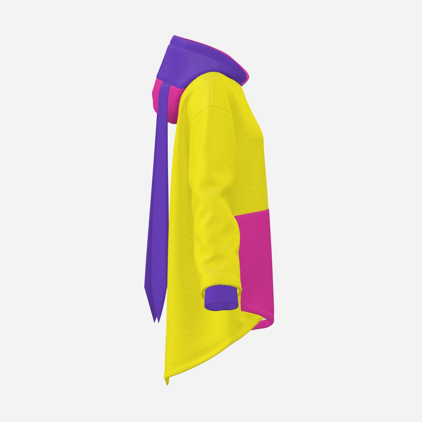 Cozy Bunny Hoodie Colorblock Yellow Hot Pink Purple Rabbit Ear Hooded Sweater