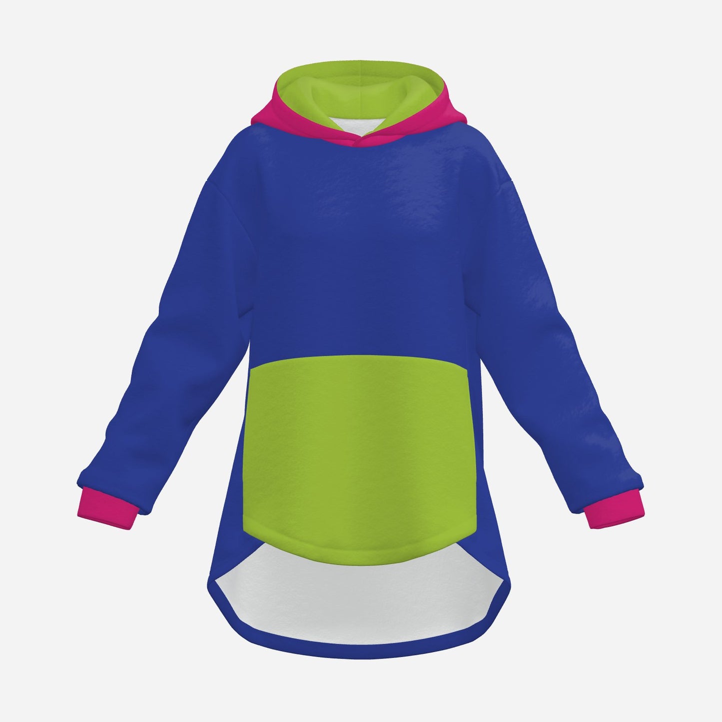 Cozy Bunny Hoodie Colorblock Purple Hot Pink Light Green Rabbit Ear Hooded Sweater