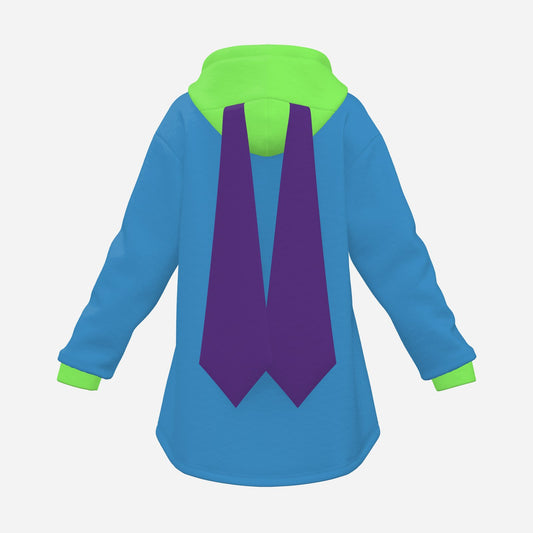 Cozy Bunny Hoodie Colorblock Blue Purple Light Green Rabbit Ear Hooded Sweater