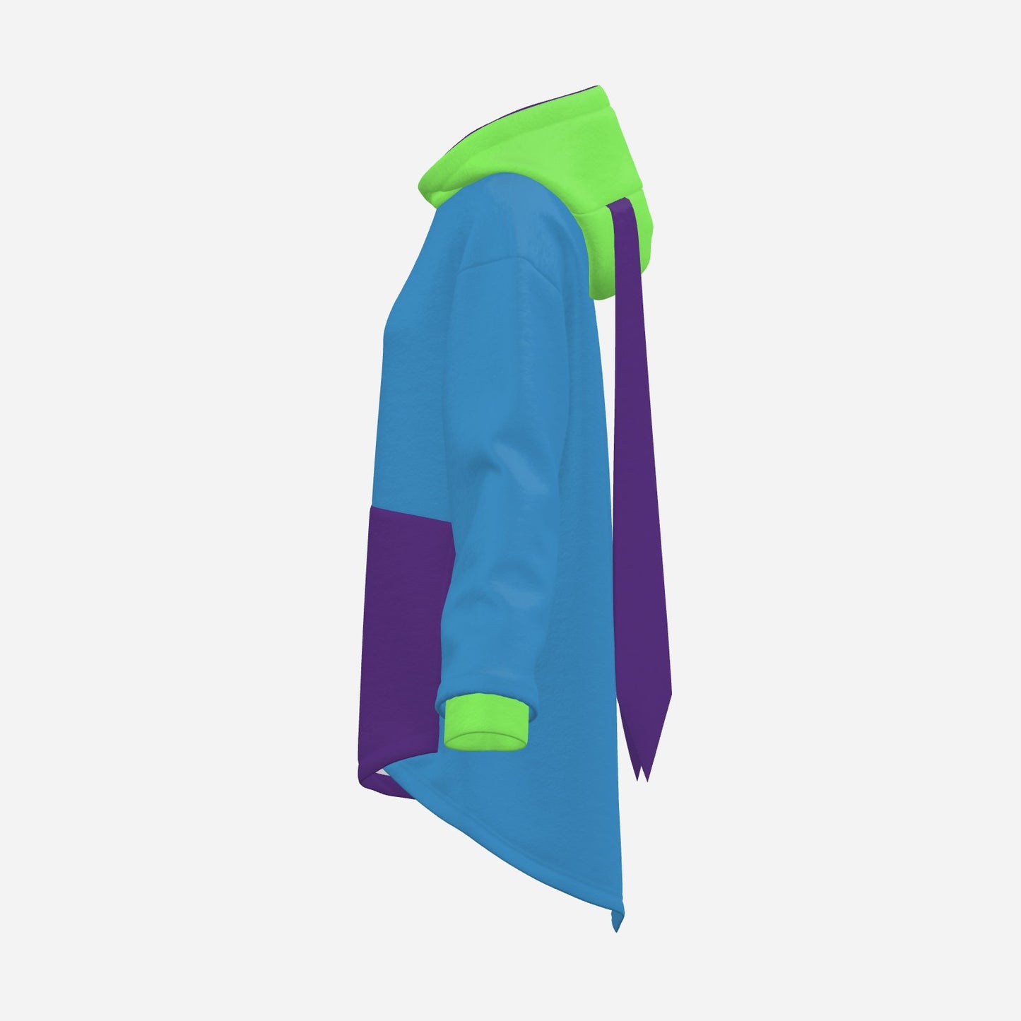 Cozy Bunny Hoodie Colorblock Blue Purple Light Green Rabbit Ear Hooded Sweater