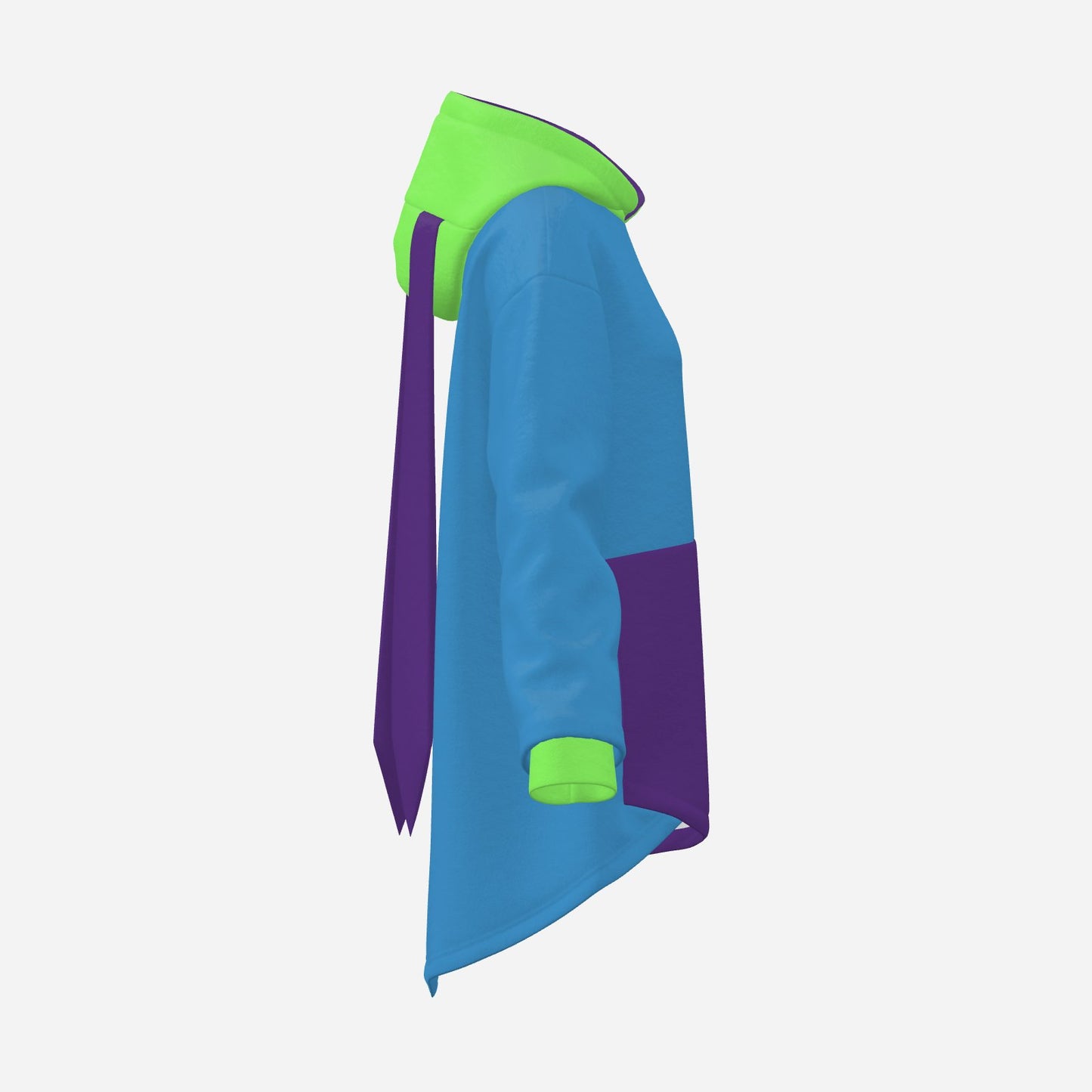 Cozy Bunny Hoodie Colorblock Blue Purple Light Green Rabbit Ear Hooded Sweater
