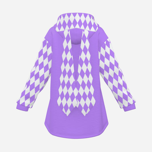 Cozy Bunny Hoodie Lavender Jester Harlequin Rabbit Ear Hooded Sweater
