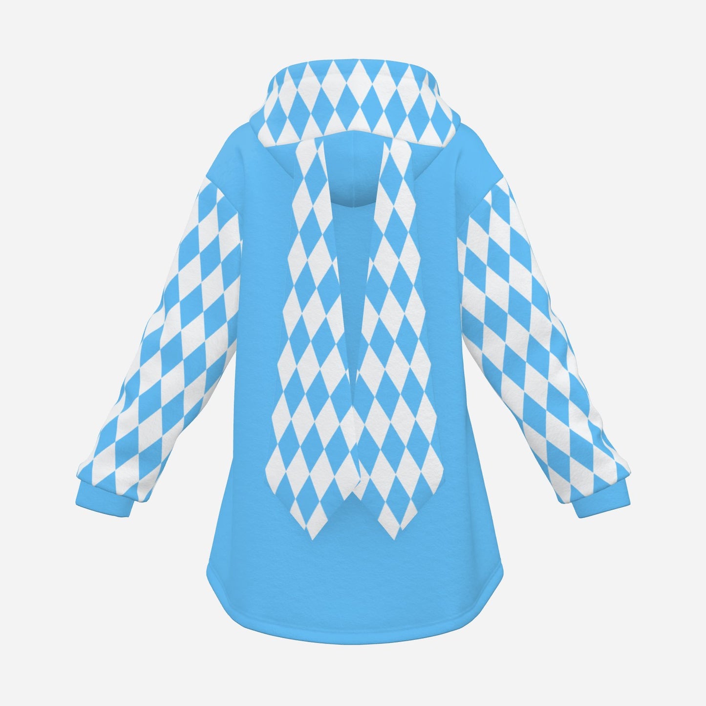 Cozy Bunny Hoodie Dreamy Blue Harlequin Jester Rabbit Ears Sweater