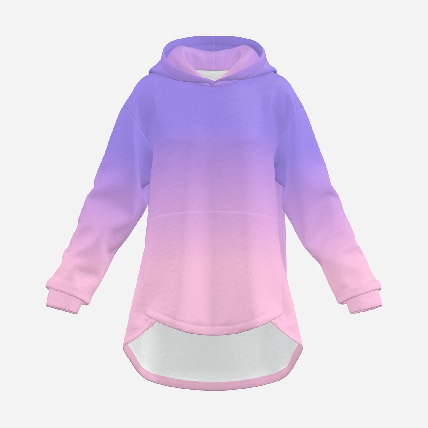 Cozy Bunny Hoodie Ombre Purple Pink Pastel Rabbit Ears Pullover Fuzzy Fleece Sweatshirt