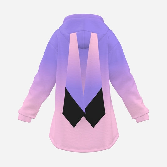 Cozy Bunny Hoodie Ombre Purple Pink Pastel Rabbit Ears Pullover Fuzzy Fleece Sweatshirt