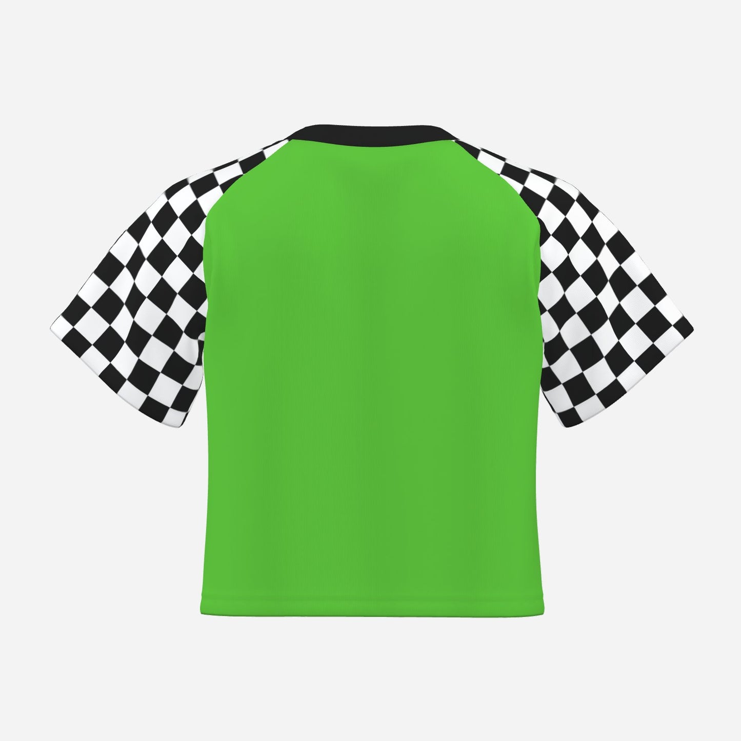 Boxy Crop Top Lime Green Check Scene Sweetheart Womens Cropped Tee Shirt