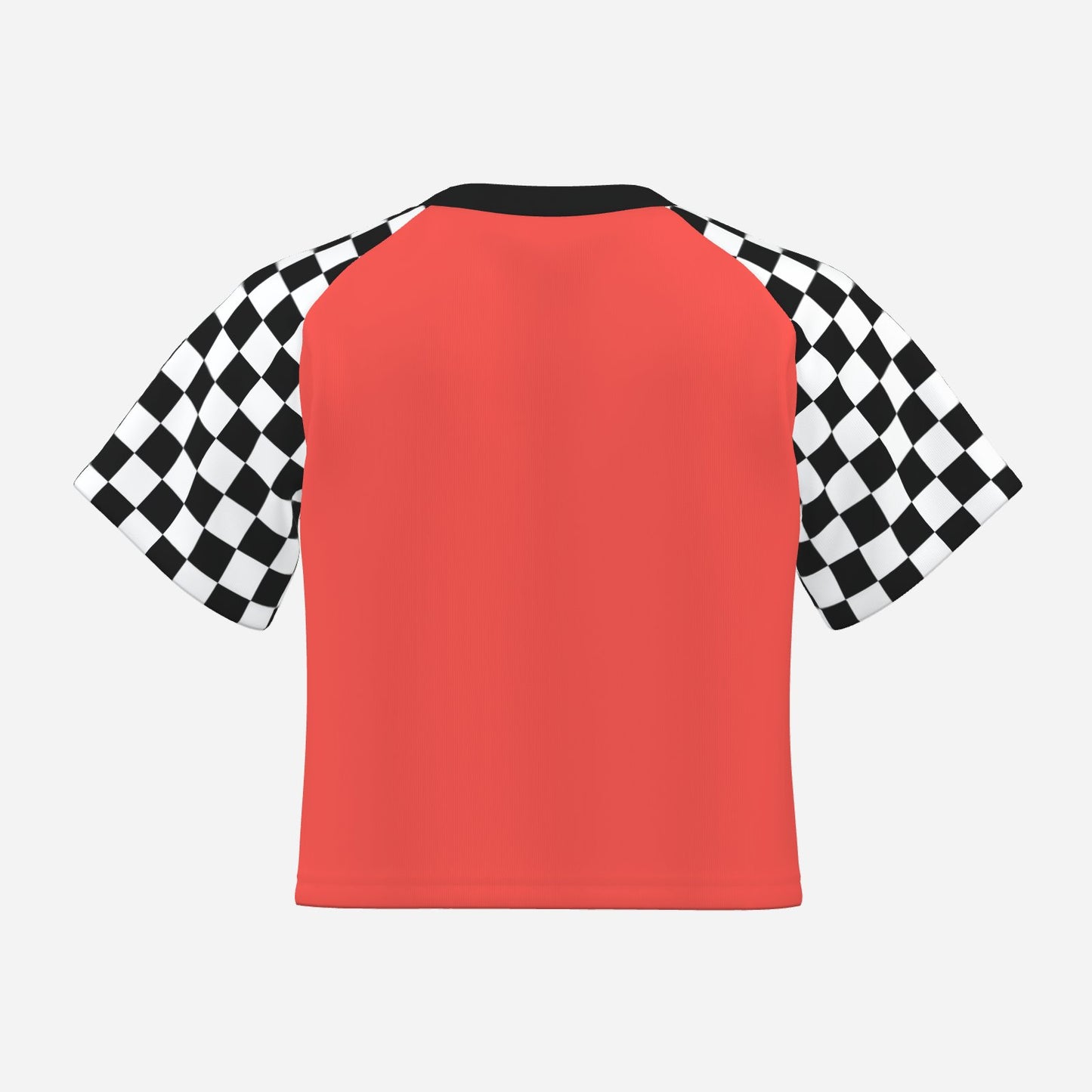 Boxy Crop Top Neon Salmon Check Scene Sweetheart Womens Cropped Tee Shirt