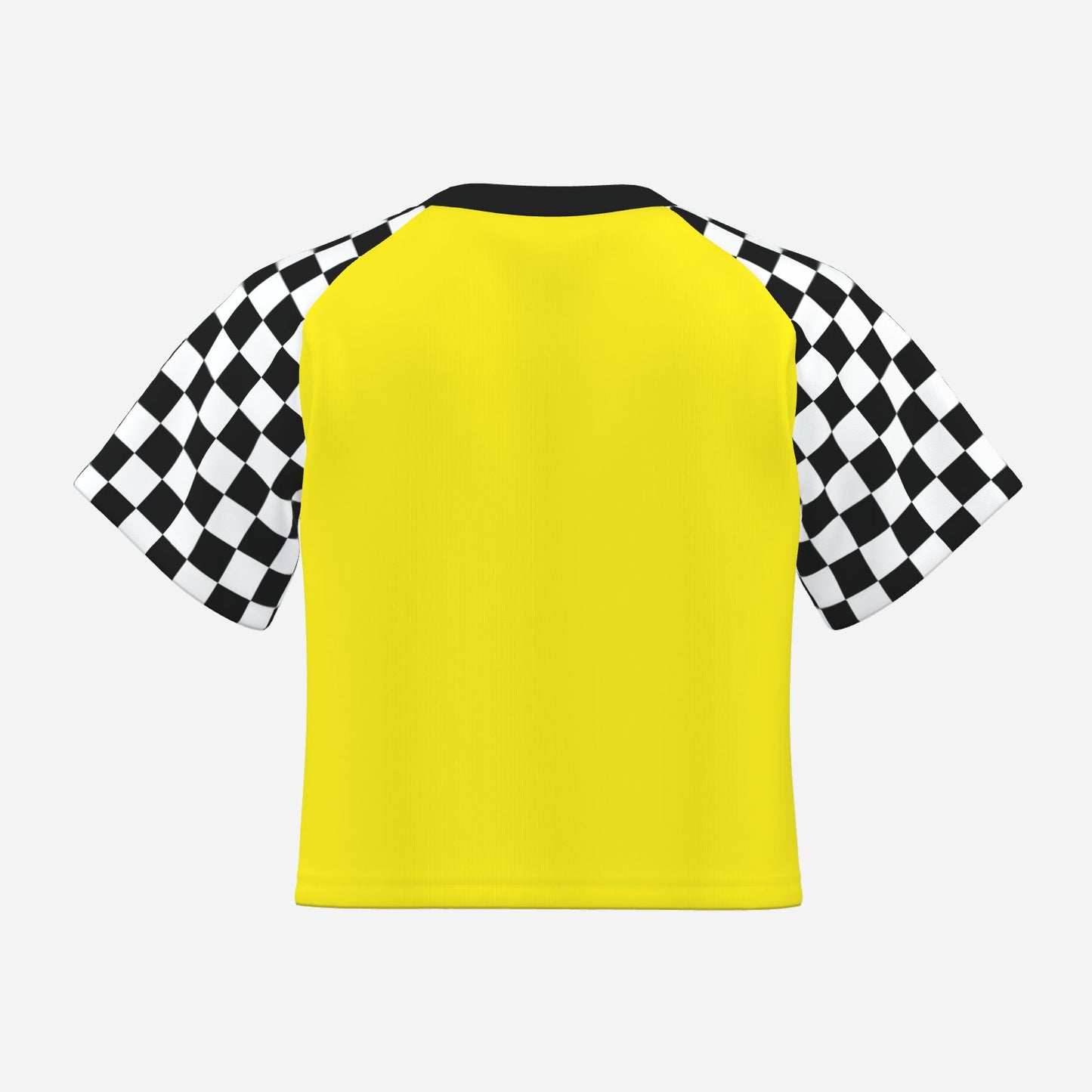 Boxy Crop Top Race Day Yellow Check Scene Sweetheart Womens Cropped Tee Shirt