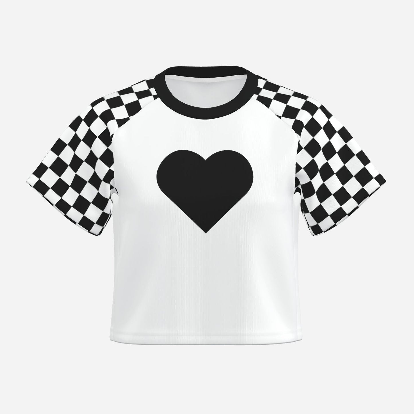 Boxy Crop Top Pierrot Black White Check Scene Sweetheart Womens Cropped Tee Shirt