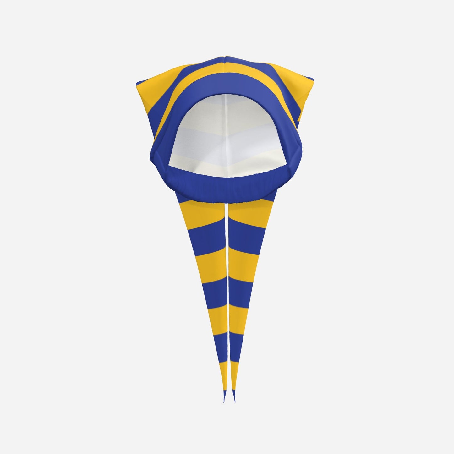 Fang Jester Hat Night Blue Golden Yellow Stripe Satin 2 Point Clown Cap