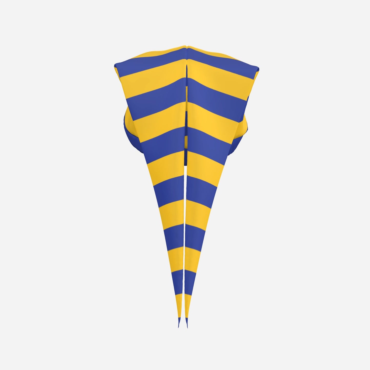 Fang Jester Hat Night Blue Golden Yellow Stripe Satin 2 Point Clown Cap