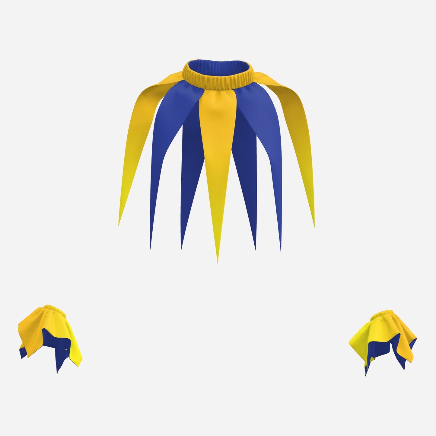 Jester Collar Cuffs Night Blue Ombre Golden Yellow Satin Pointy Cowl Neckpiece Set
