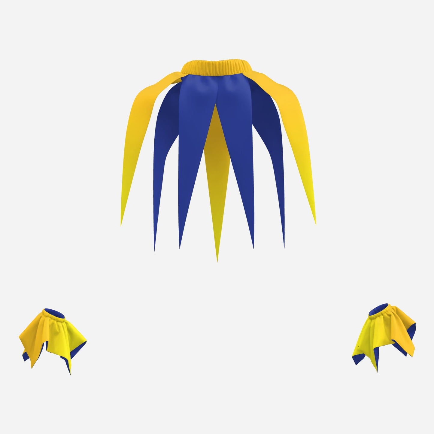 Jester Collar Cuffs Night Blue Ombre Golden Yellow Satin Pointy Cowl Neckpiece Set