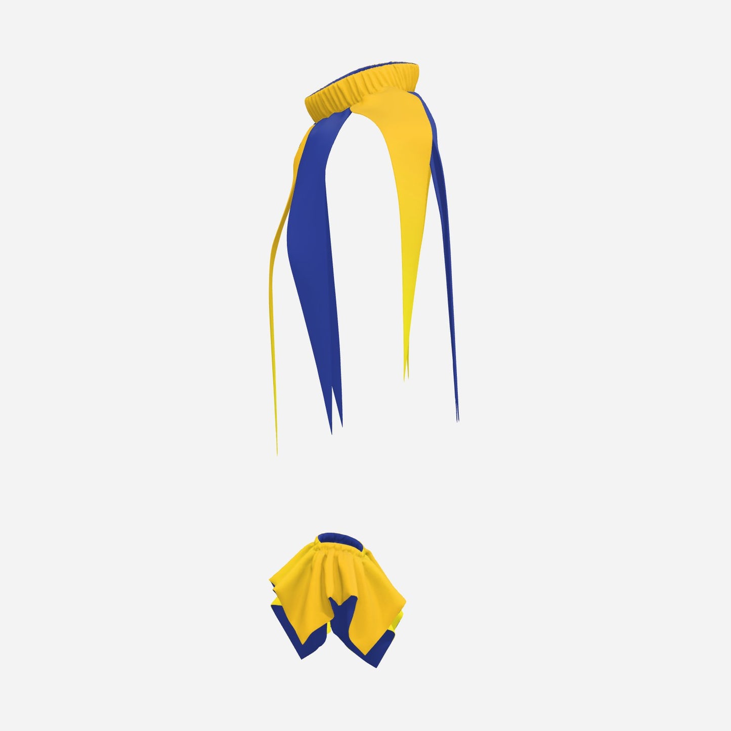 Jester Collar Cuffs Night Blue Ombre Golden Yellow Satin Pointy Cowl Neckpiece Set