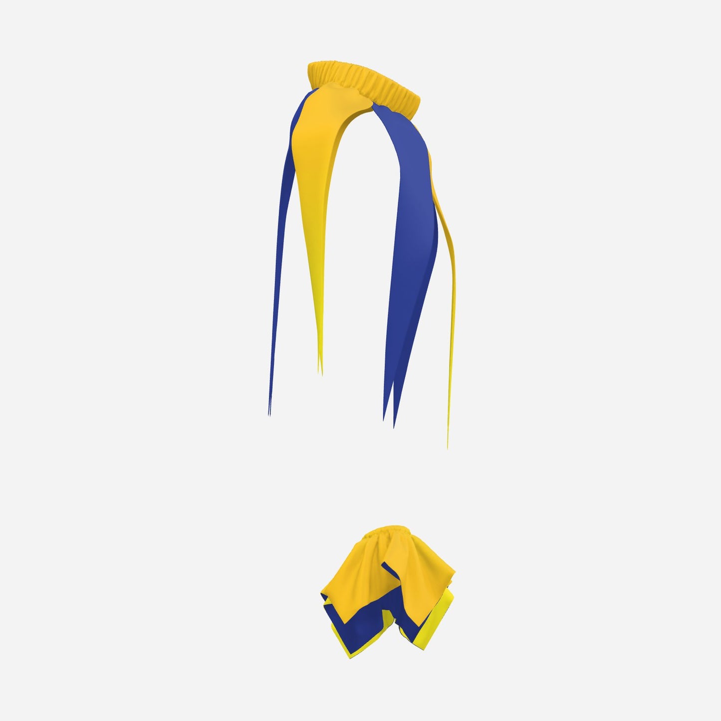 Jester Collar Cuffs Night Blue Ombre Golden Yellow Satin Pointy Cowl Neckpiece Set