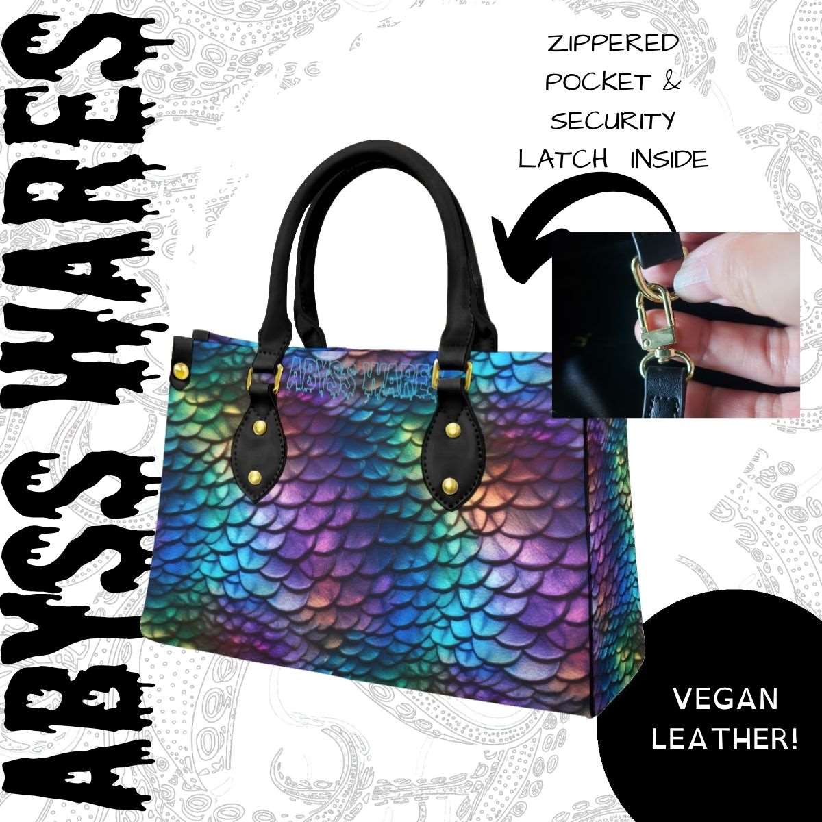 Magic Rainbow Dragon Fish Purse | Dragon Scales Iridescent Shimmer Look Egirl Scenester Emo Dark Mermaid Vegan