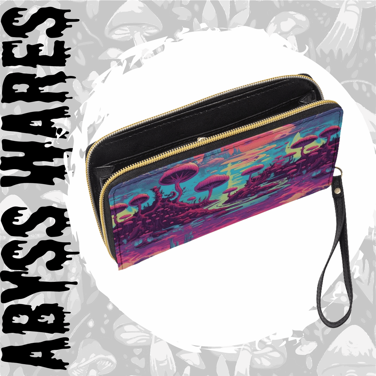 Hyper Mushroom Wristlet Wallet | Scifi Post-Apocalyptic Shrooms Clutch