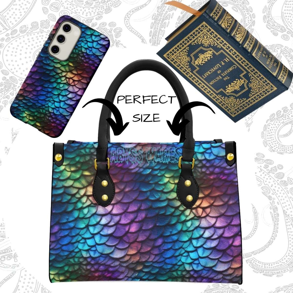 Magic Rainbow Dragon Fish Purse | Dragon Scales Iridescent Shimmer Look Egirl Scenester Emo Dark Mermaid Vegan