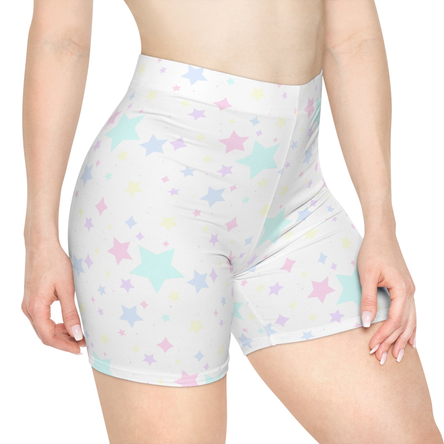 Pastel Kawaii Stars Womens Bike Shorts