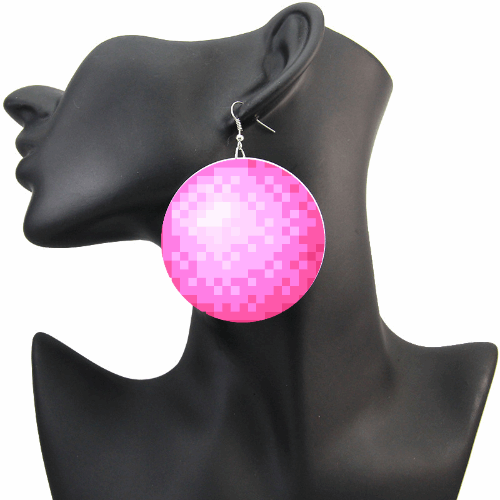 8-bit Pink Game Princess 2D Earrings | Lofi Funny Gems Cosplay Costume Jewelry