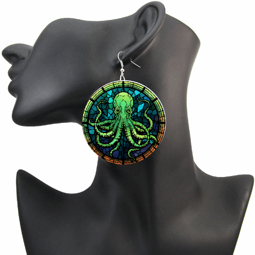 Church of Cthulhu Earrings Stained Glass Look