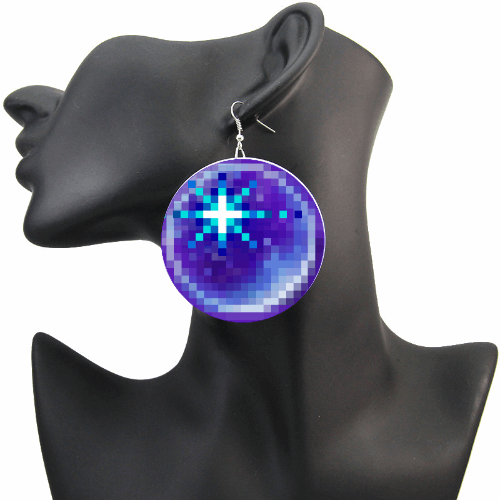 Magic Crystal Power Orb Earrings | 8bit Purple Blue Magic Cosplay Geekery