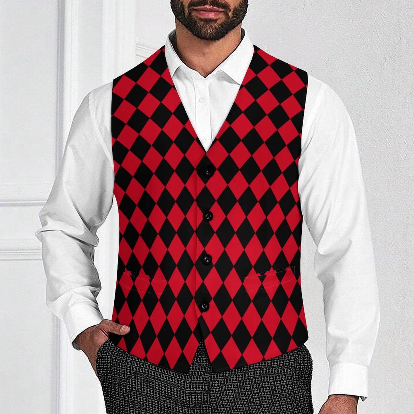 Red Harlequin Mens Jester Vest