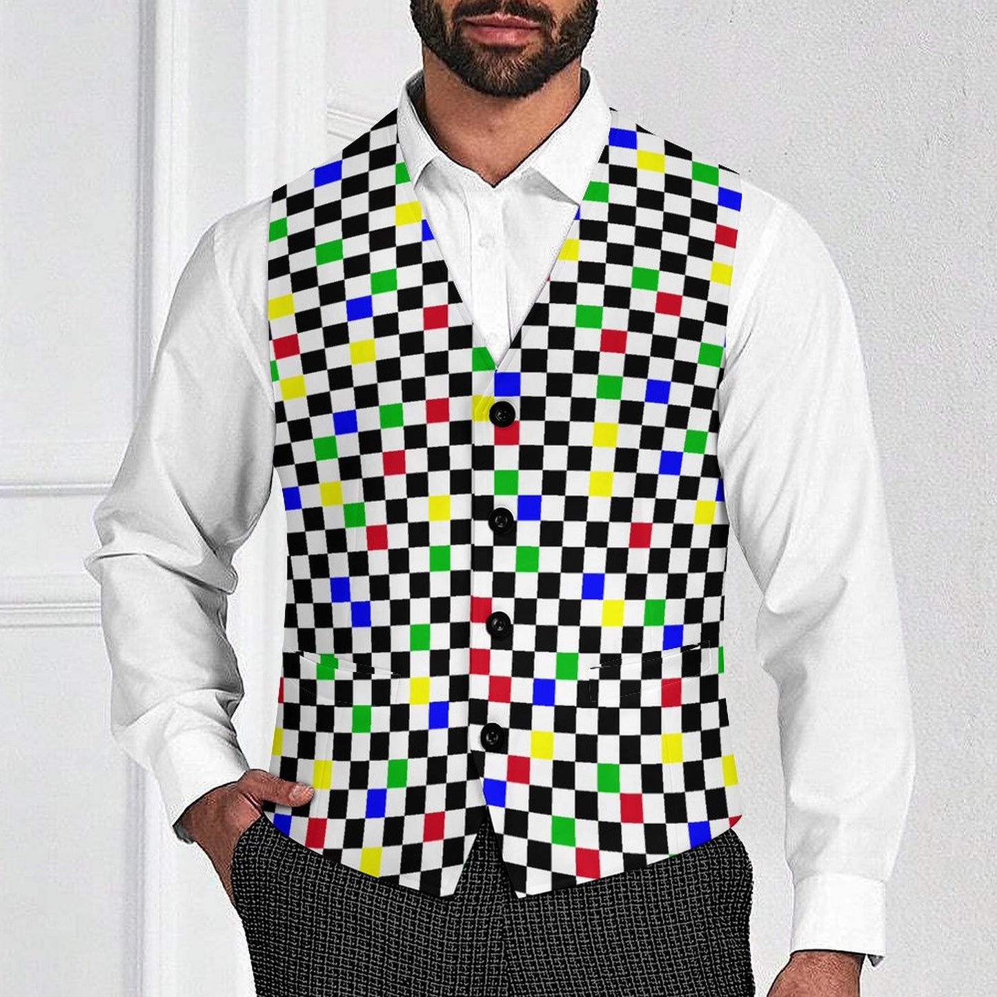Froggy Checker Fancy Men's Clown Vest