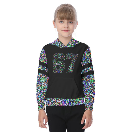 67 Brainrot Static Fleece Kids Hoodie