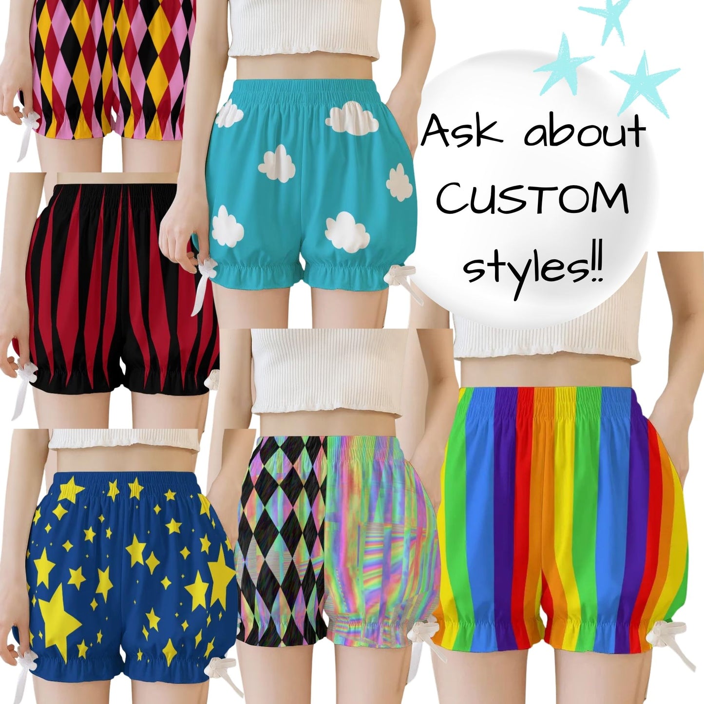 Dreamy Harlequin Clown Bloomers Shorts