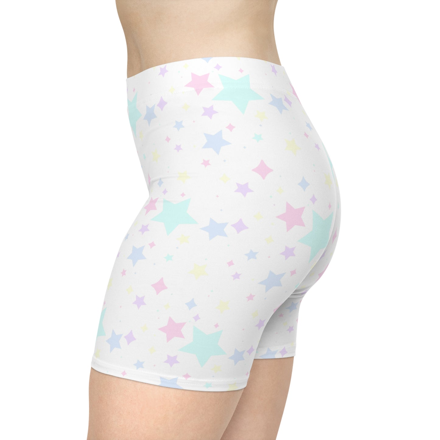 Pastel Kawaii Stars Womens Bike Shorts