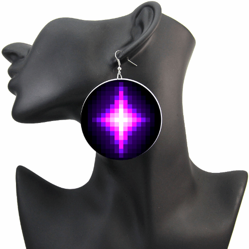 Magic Dart Purple Spell Earrings lofi 8bit pixel art