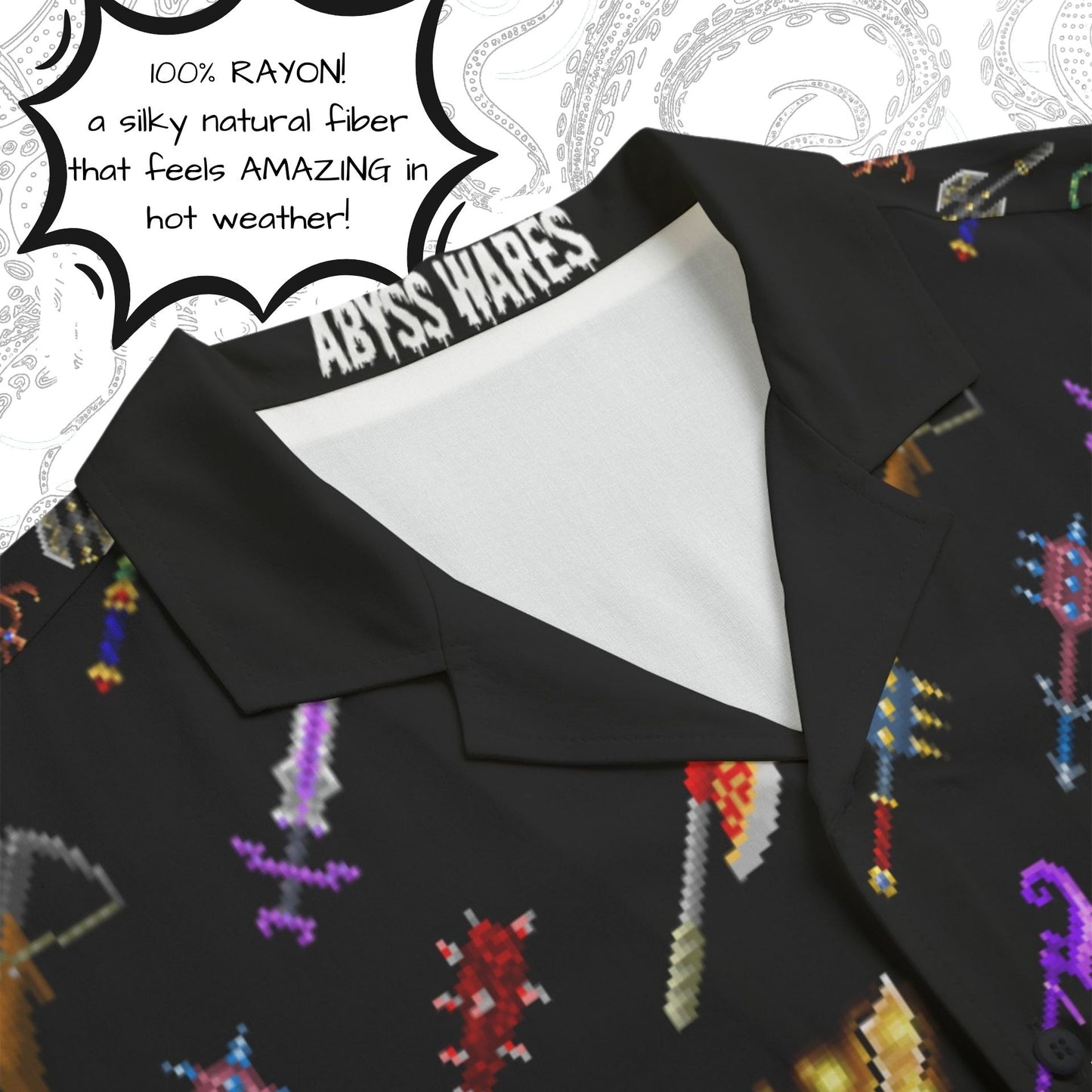 8bit Fantasy Swords Geekcore Rayon Bowling Shirt