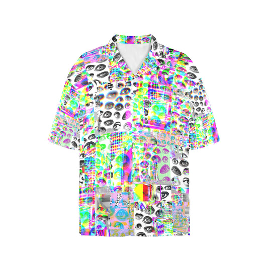 Lady Buttonup Eyes Glitch Weirdcore Rave Clown Womens Hawaiian Shirt