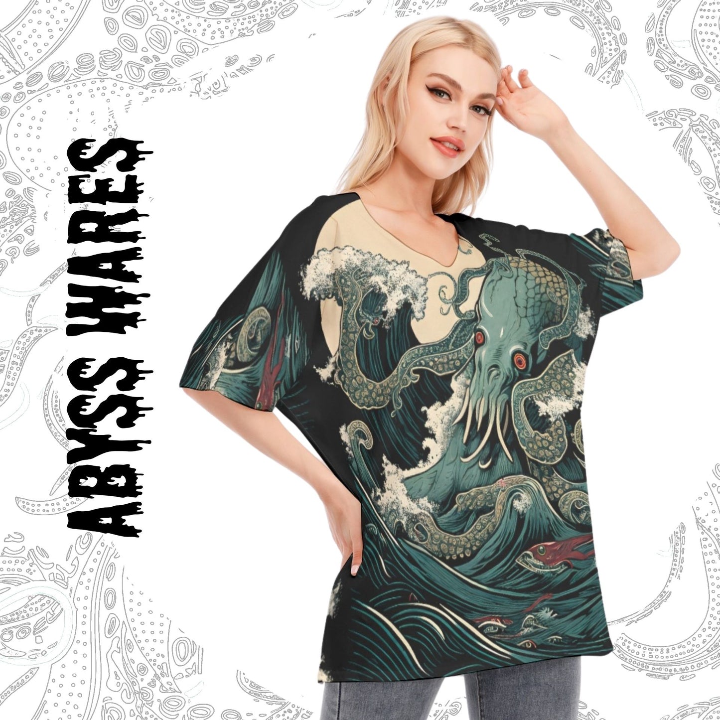 Abyssal Dreams Cthulu Cotton Batwing Blouse Cotton