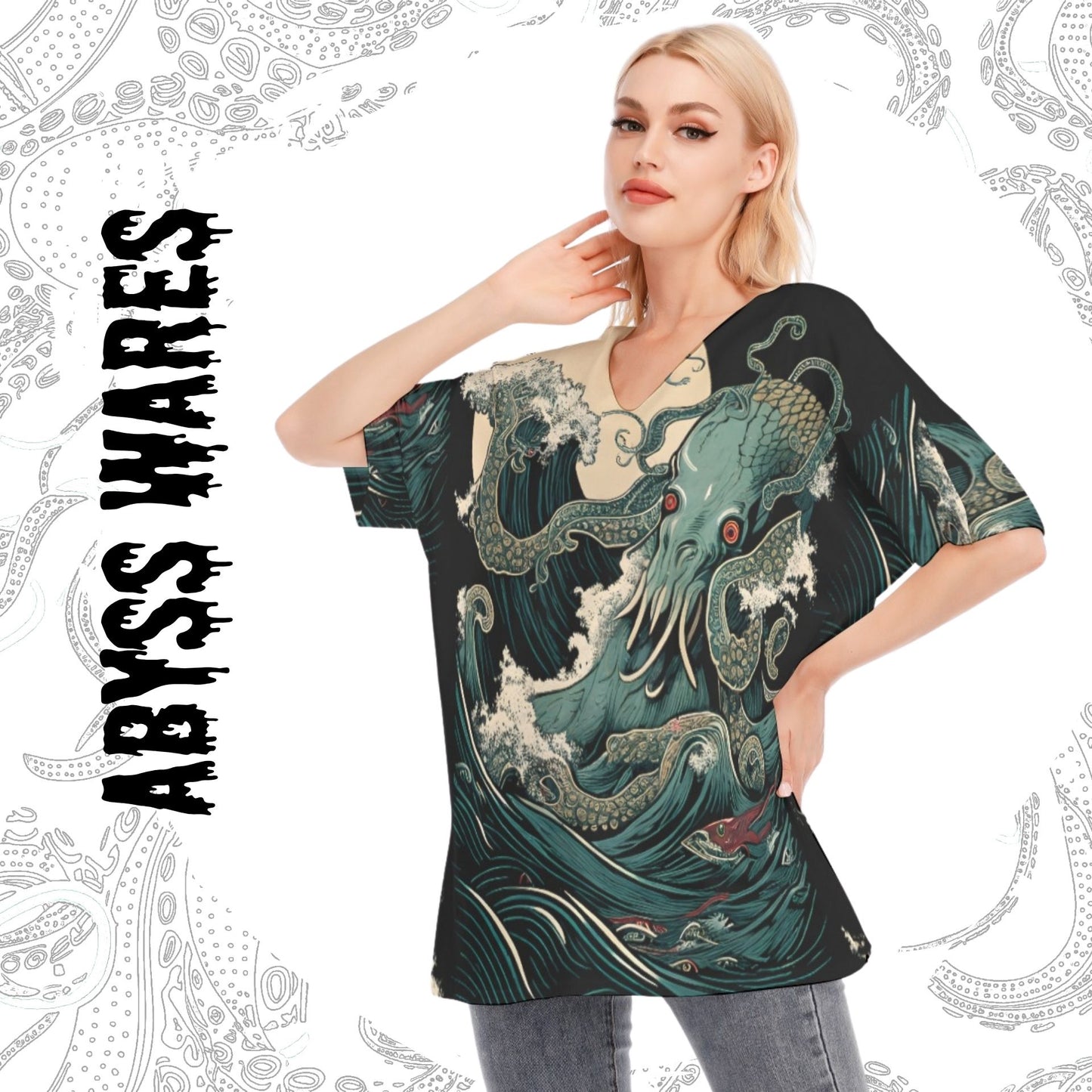 Abyssal Dreams Cthulu Cotton Batwing Blouse Cotton