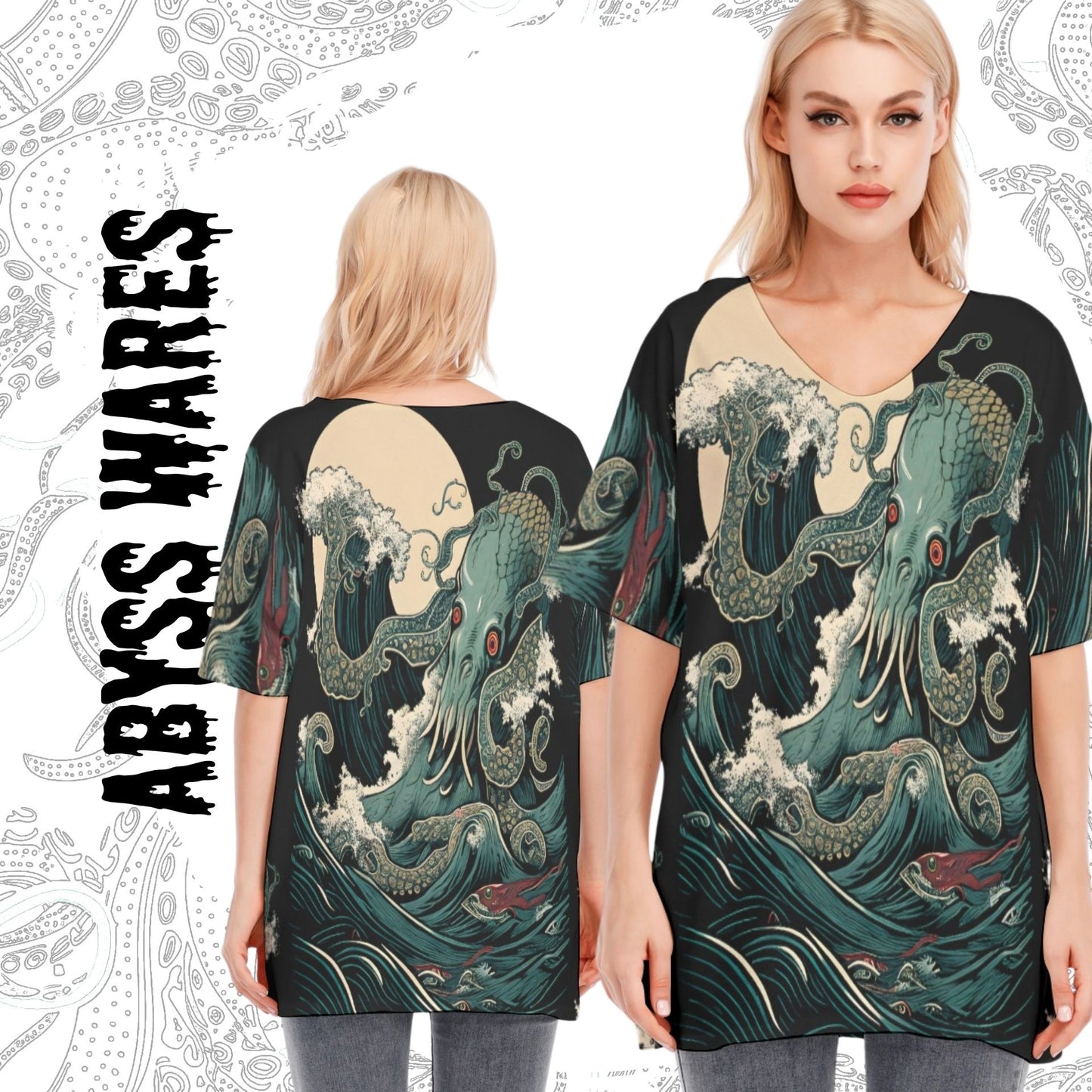 Abyssal Dreams Cthulu Cotton Batwing Blouse Cotton