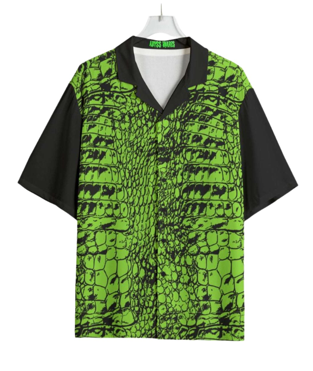 mens bowling shirts for sale weird green monster shirts where can I buy Hawaiian shirts in natural materials and weirdcore clothing, mens coords with crocodile print on them for sale at www.AbyssWares.com