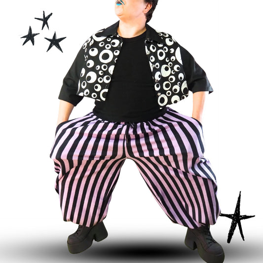 Baggy Pantaloons Amethyst Circus Stripe Lavender Jester Clown Pants