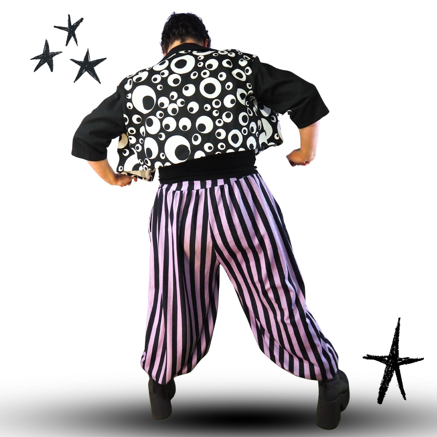 Amethystfarbene, gestreifte, weite Clownshose