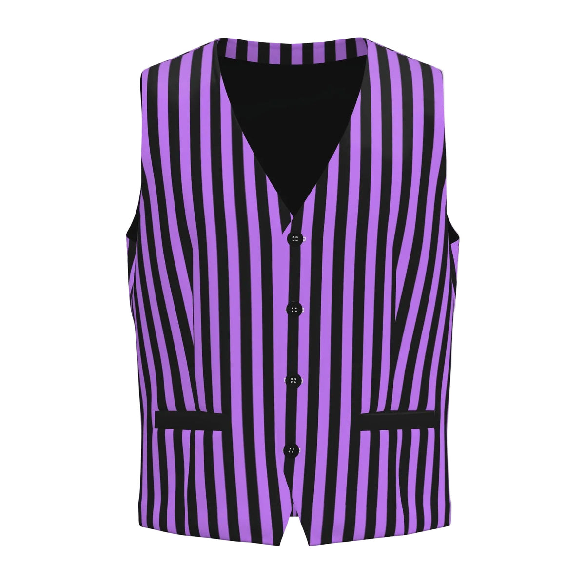 Purple and black striped vest on a white background