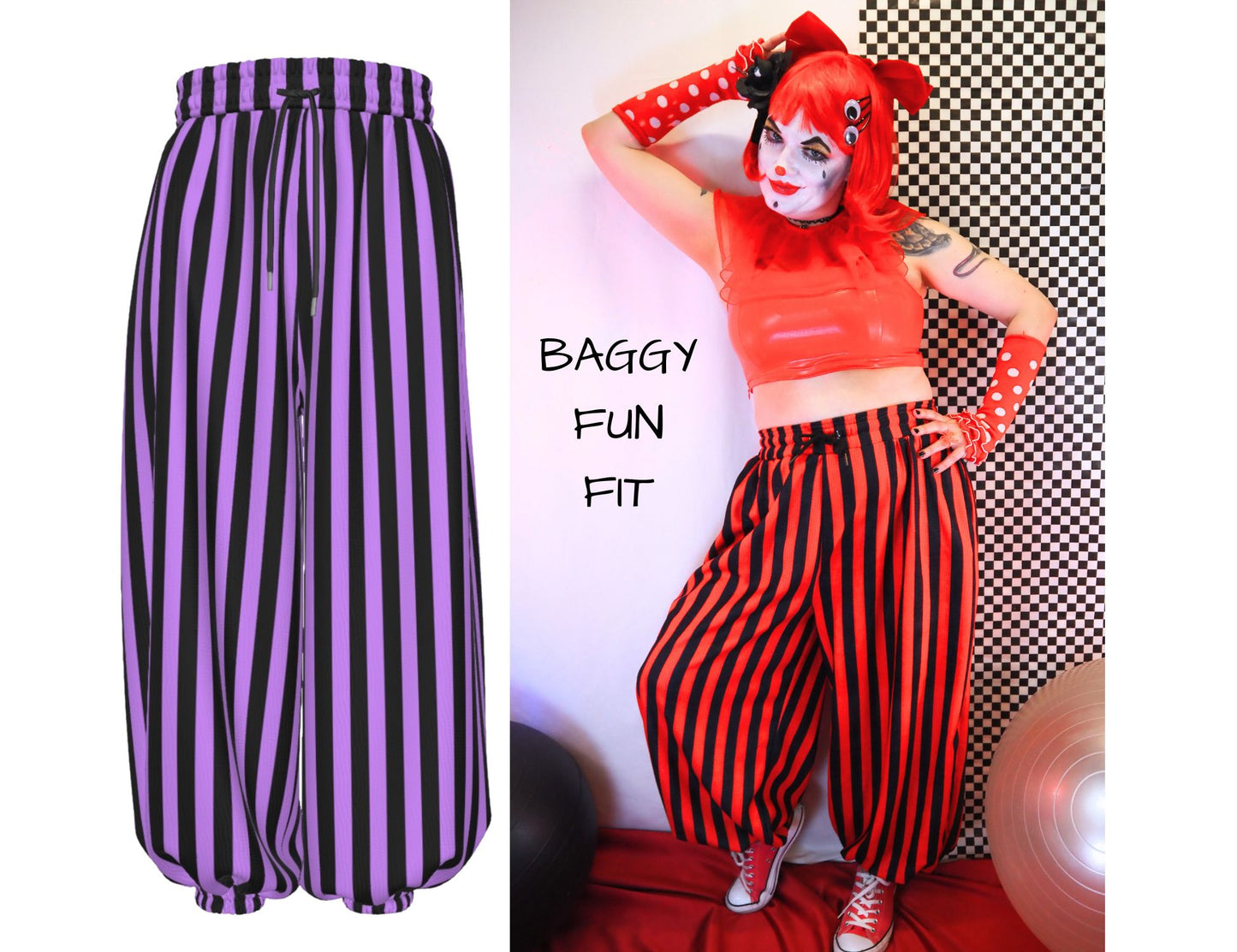 Amethyst Circus Stripe Baggy Clown Pants