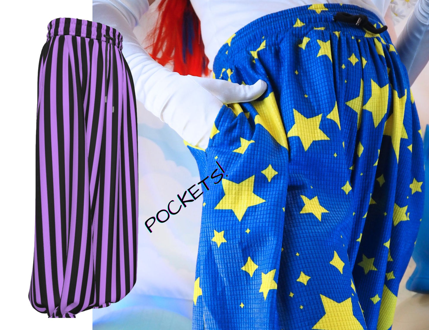 Amethyst Circus Stripe Baggy Clown Pants